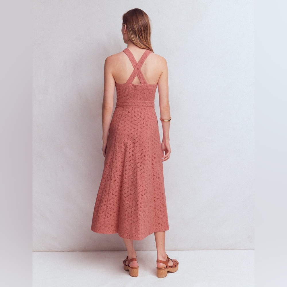 NWT Boden Cross Back Broderie Midi Dress in Vintage Rose Broderie - Picture 4 of 12